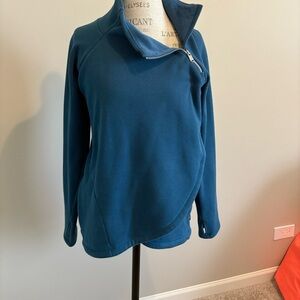 Athleta Blue Cowl Neck Sweatshirt with Asymmetrical Design
